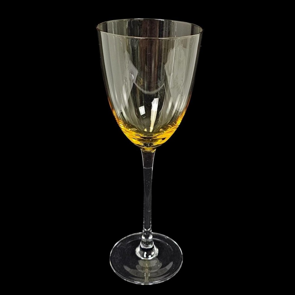 Y2K Lenox GEMS Amber Yellow Wine Glass 8 ‎ 3/4" Tall Cocktail Barware Stemware